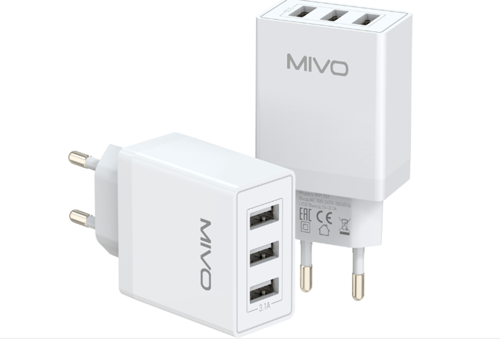 Зарядное устройство USB Mivo MP-331 (3USB/3.1А)