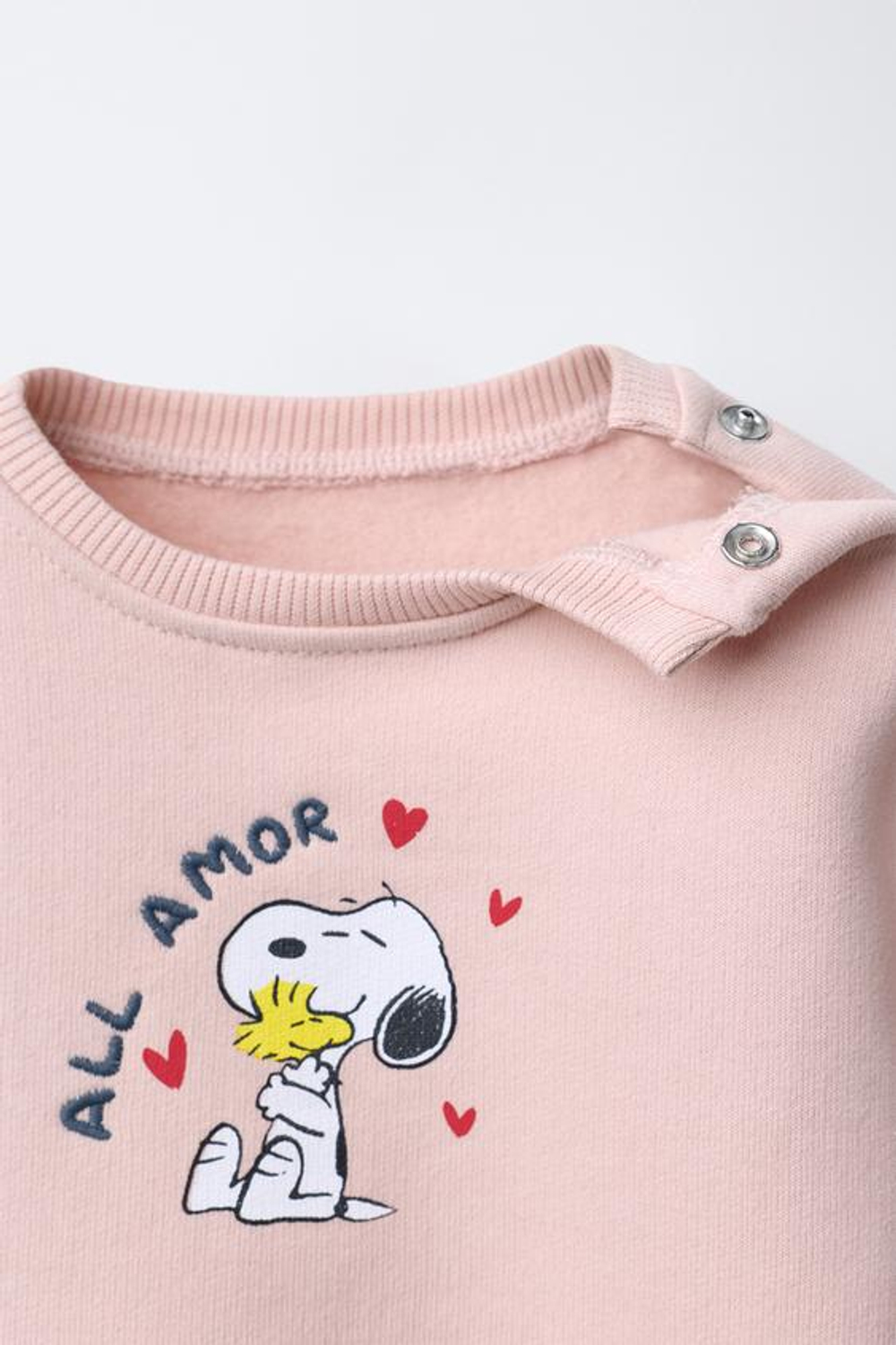 ZARA ТОЛСТОВКА С ВЫШИВКОЙ SNOOPY PEANUTS™, РОЗОВЫЙ
