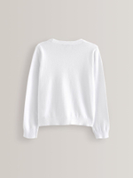 Кардиган школьный с карманами для девочки Next M82-237, Белый