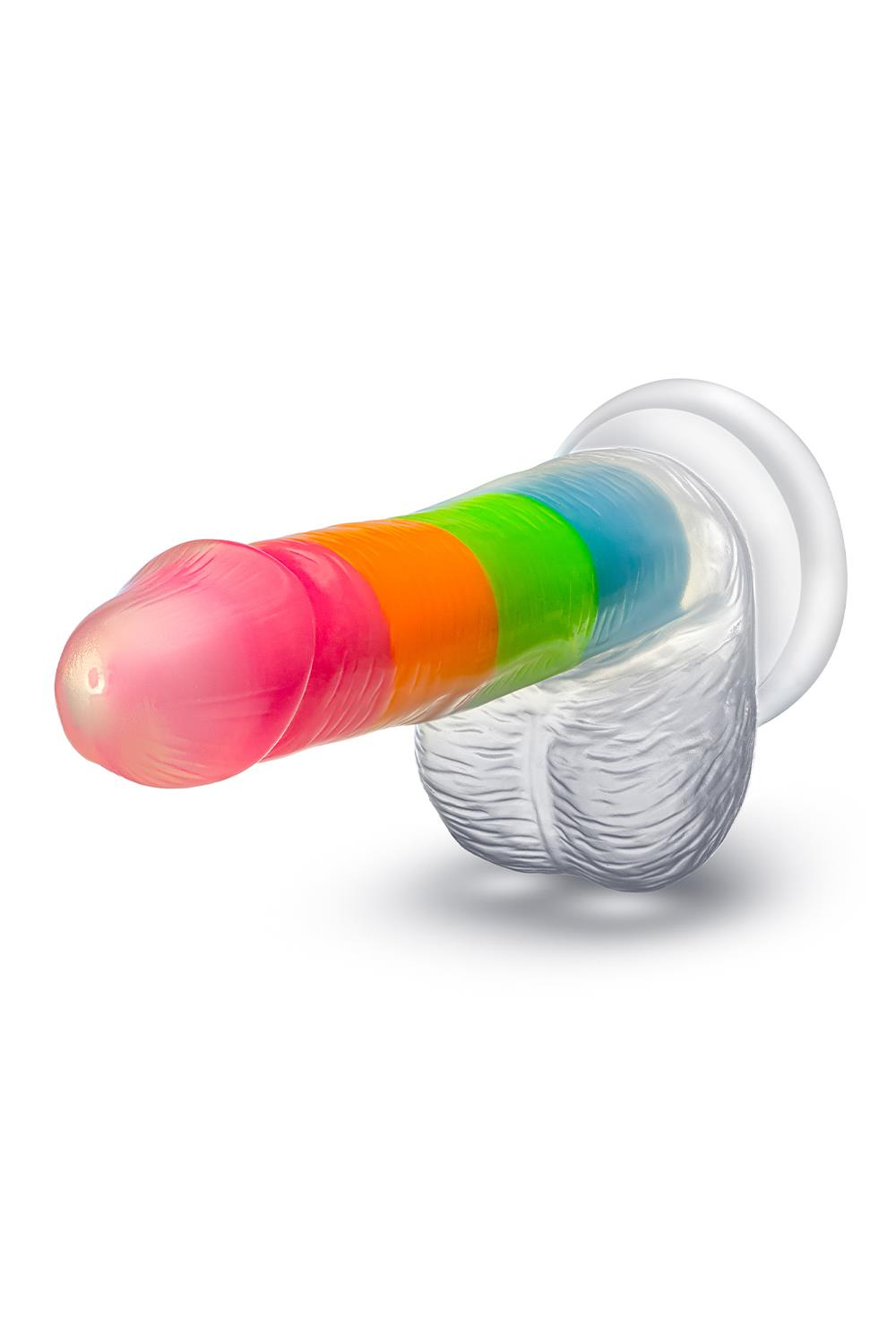 Яркий люминесцентный фаллоимитатор Rainbow Rave - 16,5 см. (Цвет: разноцветный)