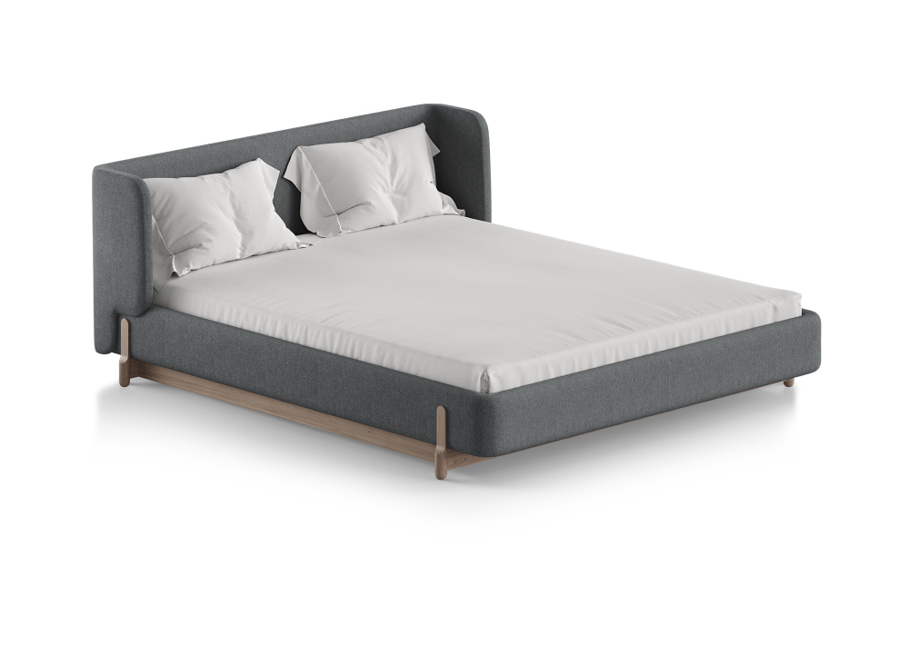 Кровать Basic спальное место 160*200 см (светло-серый, твид)