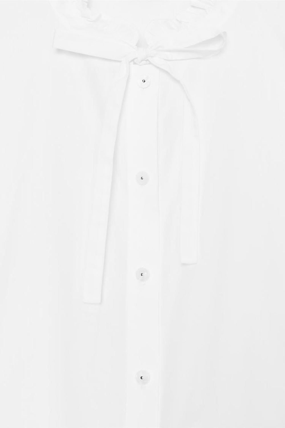 ZARA РУБАШКА ИЗ ПОПЛИНА С БАНТОМ, БЕЛЫЙ