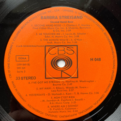 Винтажная виниловая пластинка LP Barbra Streisand Second Hand Rose (Германия 1967)
