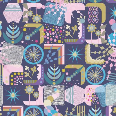 geometric abstraction doodle stripes flowers