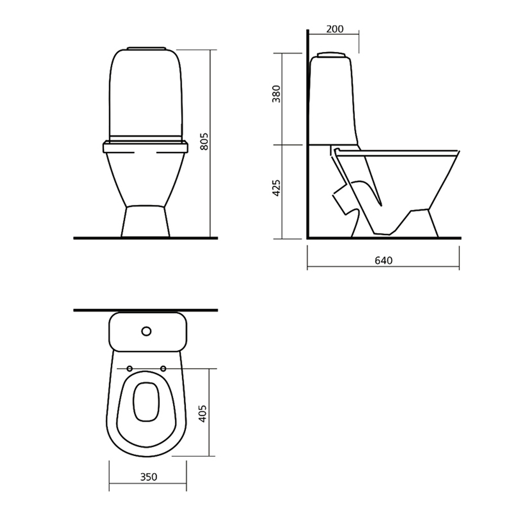 Унитаз-компакт Sanita Самарский Люкс  с сидением стандарт схема