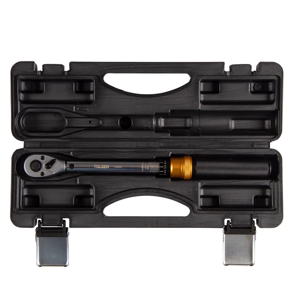 TOLSEN (TT19663) Динамометрический ключ 3/8", 10-60 Нм, для левой и правой резьбы, кейс