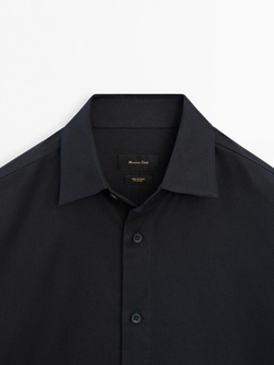 Massimo Dutti Рубашка из 100% хлопкового твила, темно-синий