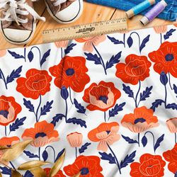 Ткань оксфорд 210 алые маки из советского мультика