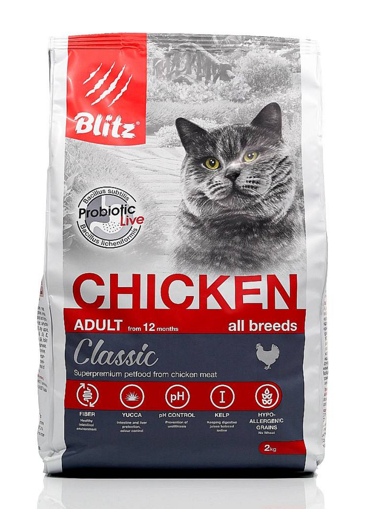 Blitz 400г Classic Chicken Сухой корм для взрослых кошек Курица