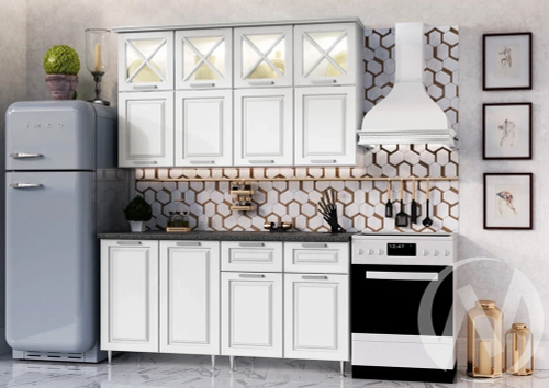 Кухня Констанция 1;6/900м (белый/шервуд жемчуг/кастилло) Компоновка №4