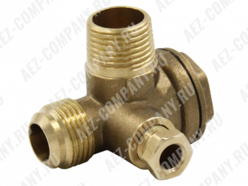 Клапан компрессора обратный (вход/выход: 3/8"Н - 3/8"Н, трубка:Вн, гайка) [AEZ]