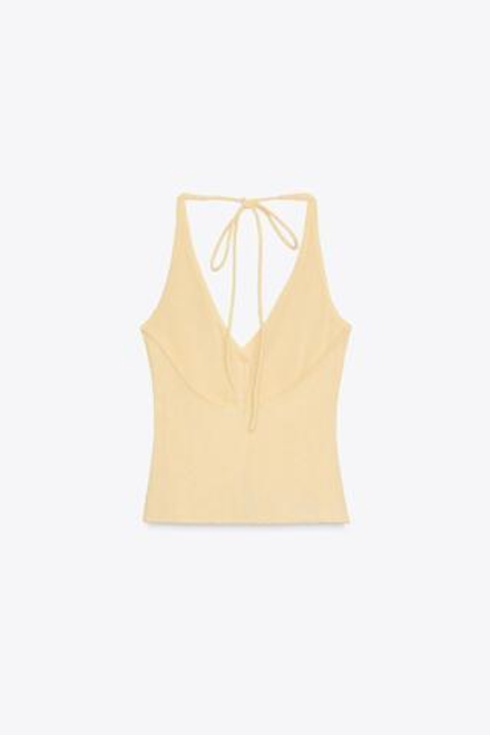 ZARA ТЕКСТУРИРОВАННЫЙ ТОП-ЖИЛЕТ, ЖЕЛТЫЙ
