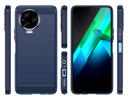 Мягкий защитный чехол синего цвета для смартфона Infinix Note 12 Pro с 2023 года, серия Carbon (дизайн в стиле карбон) от Caseport