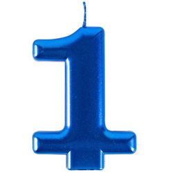 Свечи-цифры "Синие металлик" 8 см (от 0 до 9)