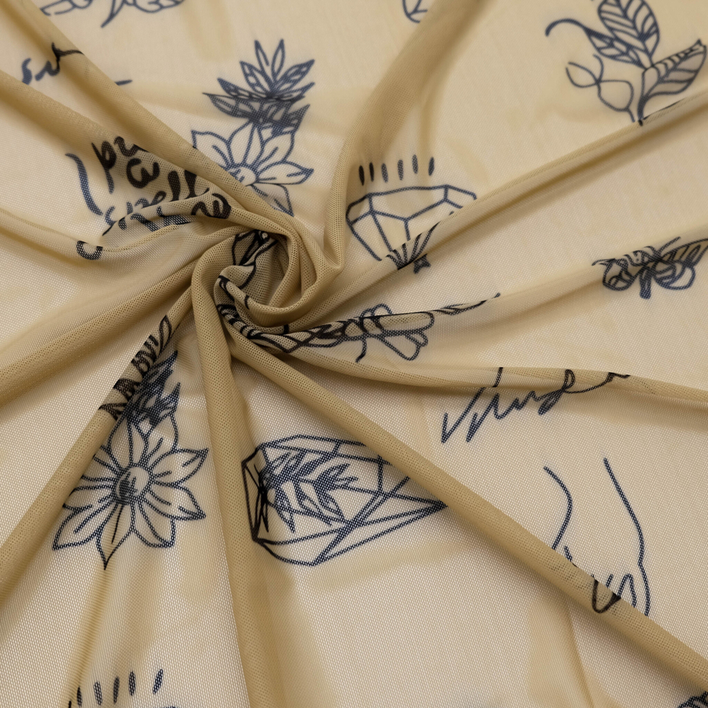 Сетка эластичная ТАТУ (телесный/черный), Турция