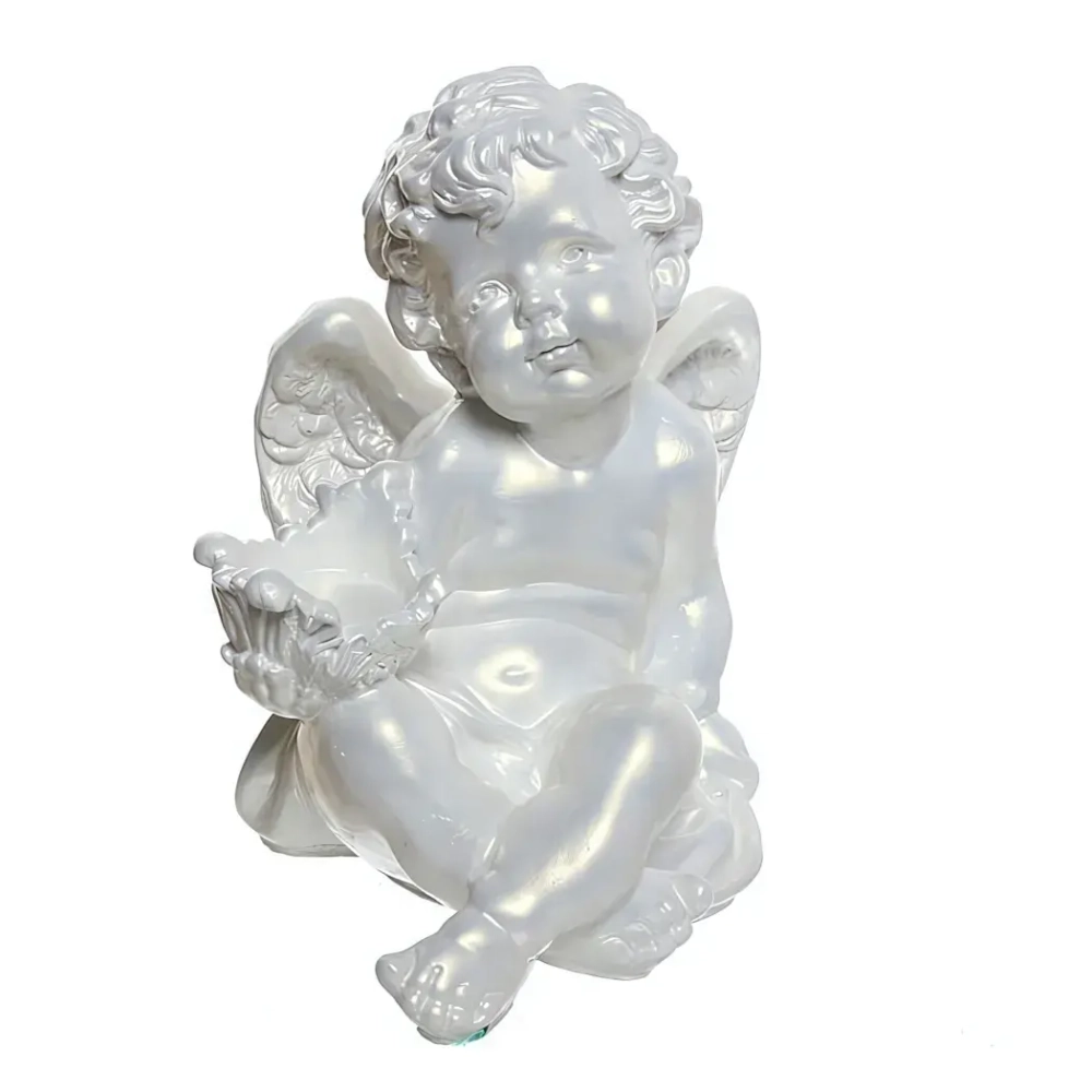 Статуэтка из гипса «Ангел с чашей» 30см перламутр