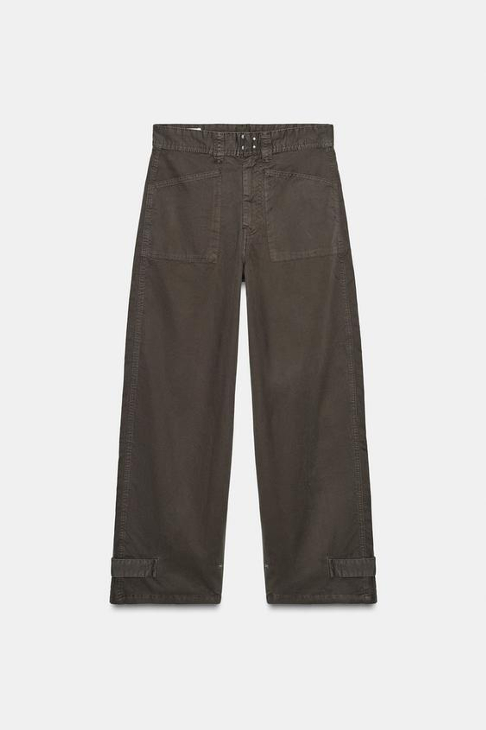 ZARA БРЮКИ КАРГО С КАРМАНАМИ, ШОКОЛАДНЫЙ