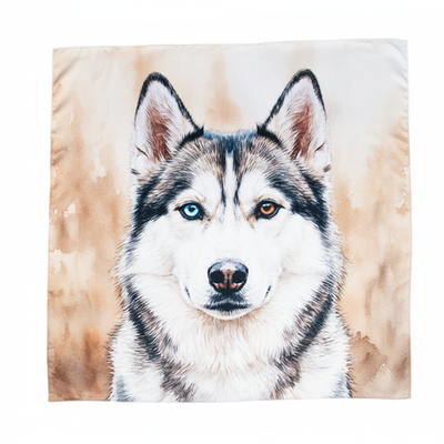 Шейный платок «Хаски (акварель)», 70×70 см