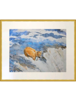 Картина авторская акварельная в паспарту 40х50 см на стену для интерьера "Рыбак"