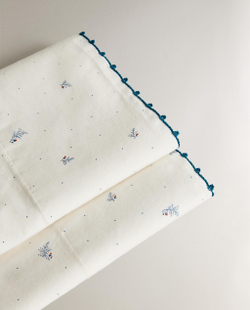 Комплект постельного белья Zara Home, 75х100 см, хлопок 100%, с растительным принтом, 1661/499