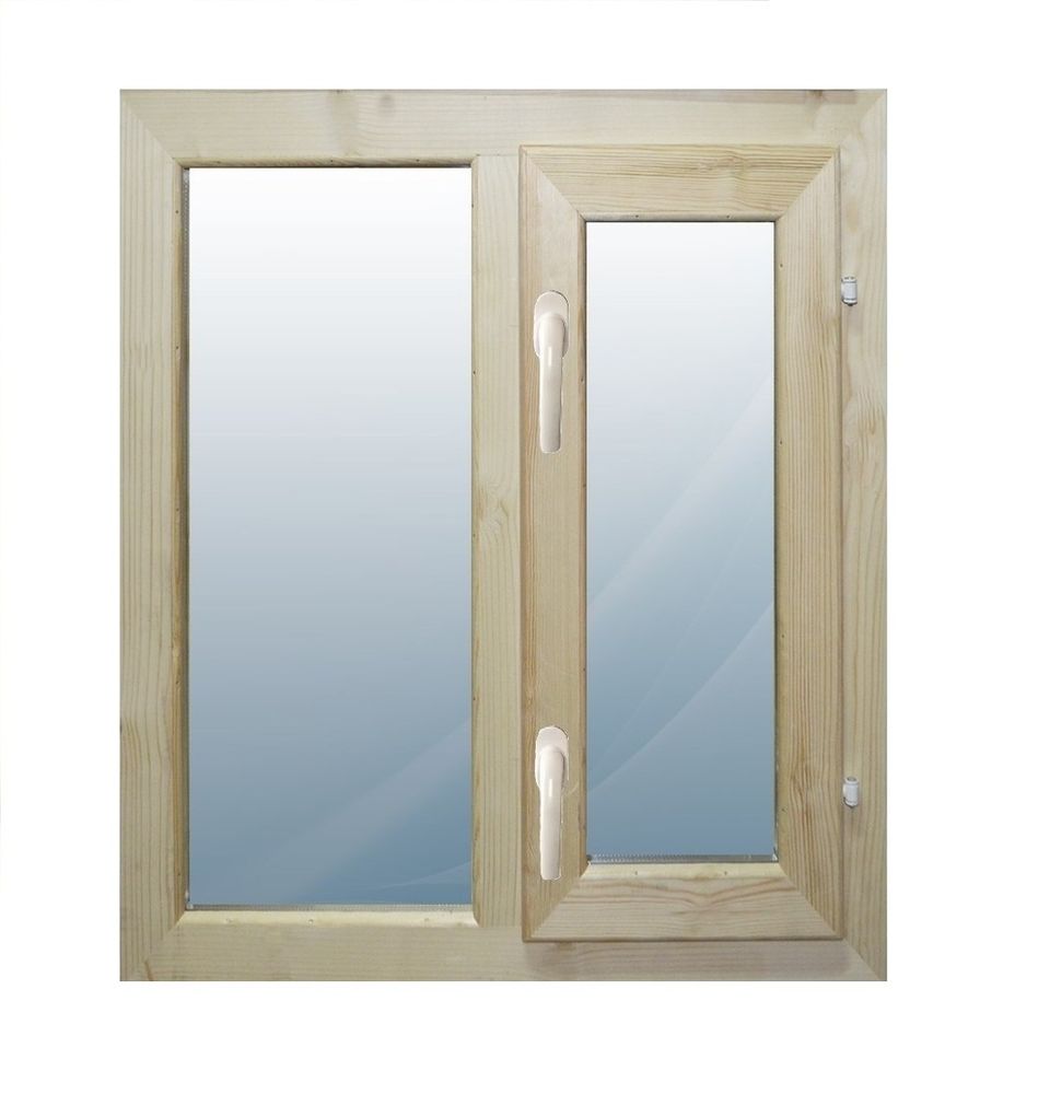 Окно деревянное однокамерный стеклопакет 1100 х 1300 (высота) мм двухстворчатое с одной открывающейся створкой