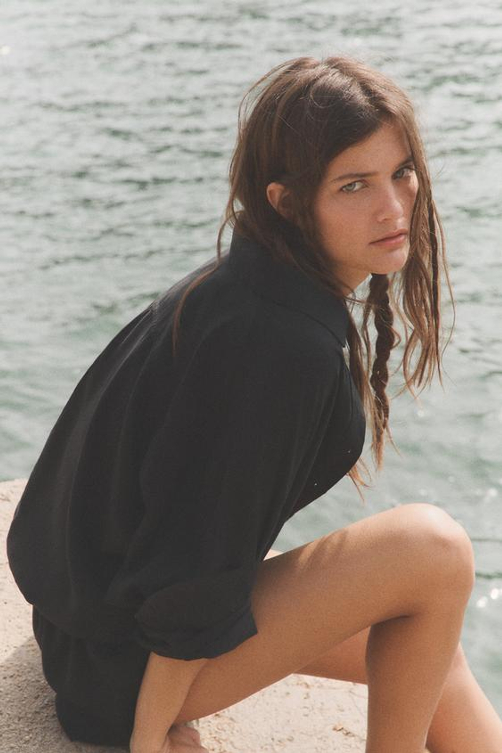 ZARA КОМБИНЕЗОН ИЗ ЛИОЦЕЛЛА, ЧЕРНЫЙ