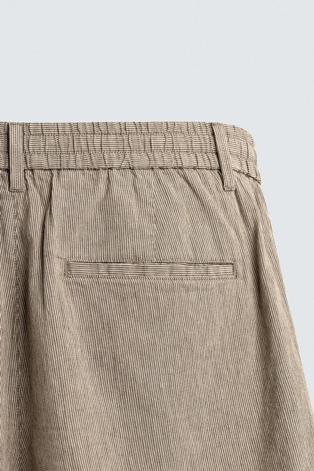 ZARA ШОРТЫ RELAXED FIT ИЗ ХЛОПКА И ЛЬНА, ПОЛОСКИ
