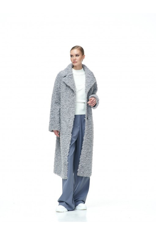 Пальто женское чебурашка из искусственной шерсти мериноса, серый, SilverFox