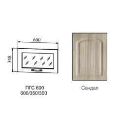 Фасад Монако Сандал ПГС 600 NEW, ДСВ Мебель