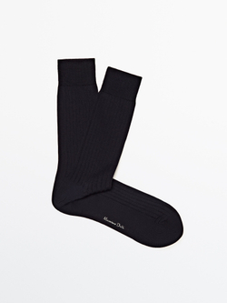 Massimo Dutti Носки из плотного трикотажа в рубчик, темно-синий