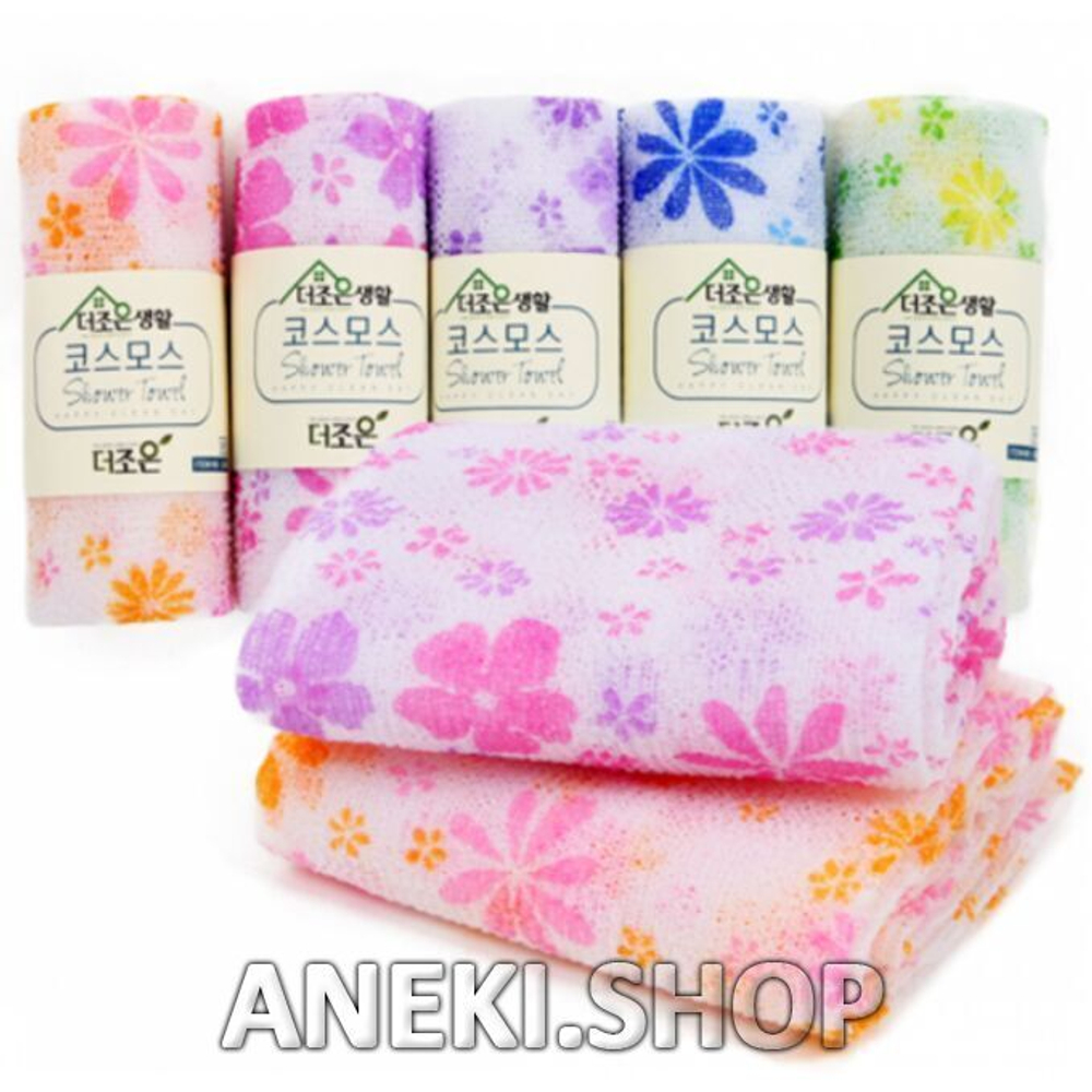 Мочалка-полотенце для тела с цветочным рисунком в рулоне 29х100 см Sung bo Cleamy Shower Towel Happy Clean Day