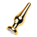 Золотистая каплевидная анальная пробка 10см с прозрачным кристаллом ToyFa Metal 717050-10