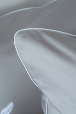 Постельное белье cемейное Сlaire&Caroll Lune серое с белым кантом