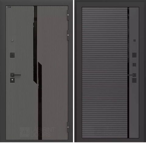Входная металлическая дверь CARBON (Карбон) 22 Графит софт, черный молдинг / Графит Лофт
