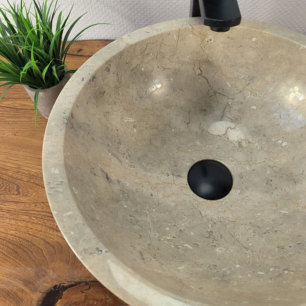 Раковина из мрамора Bowl Cream Dotted BM-66094 40х40х17 из натурального камня