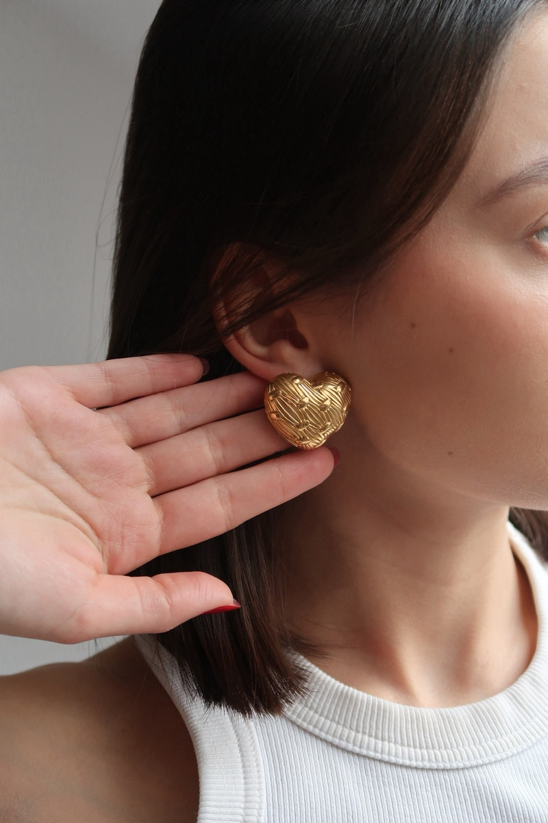 Серьги Heart vintage gold