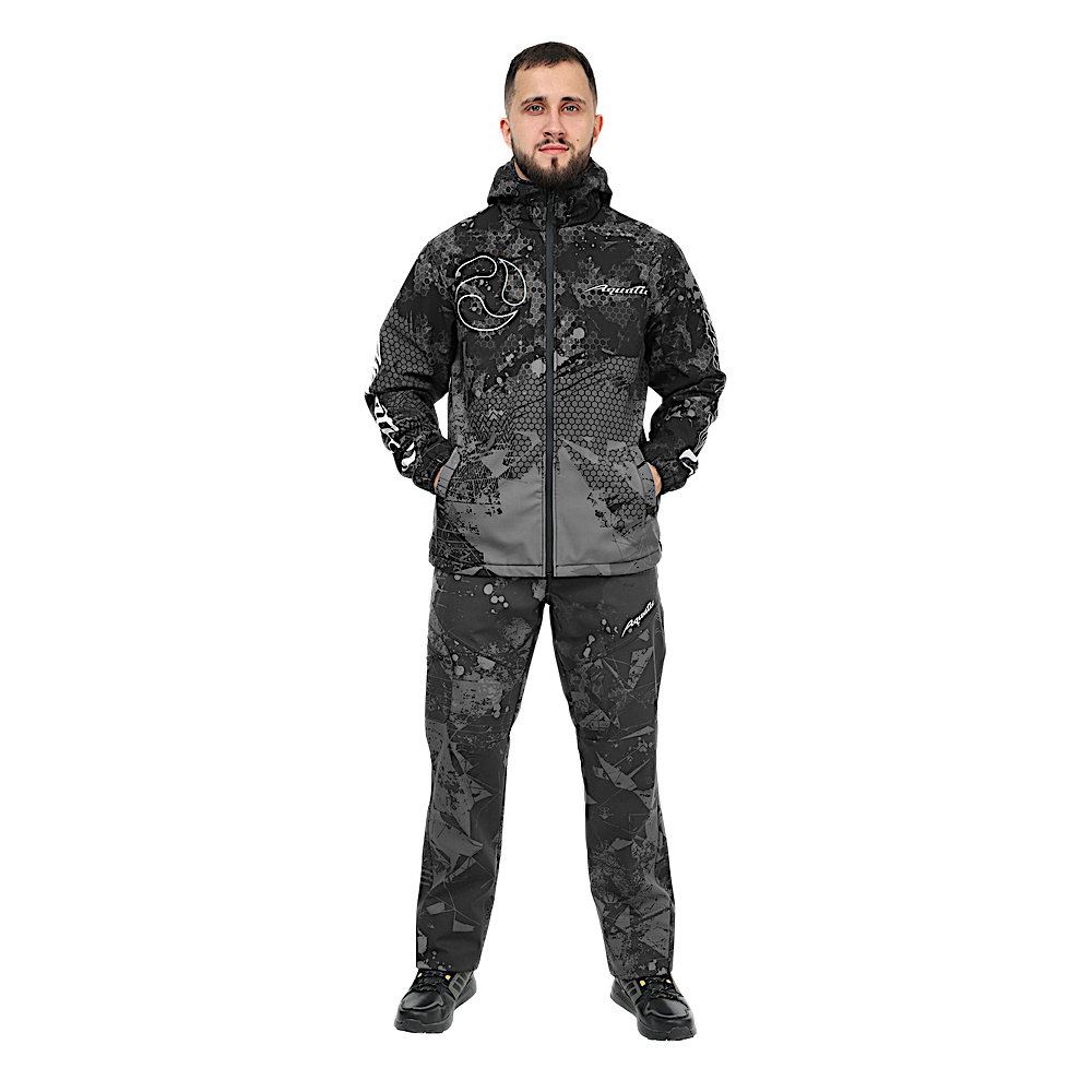 Костюм Aquatic К-23 цвет Camo Black фирменная печать Soft-Shell 10/10 -
