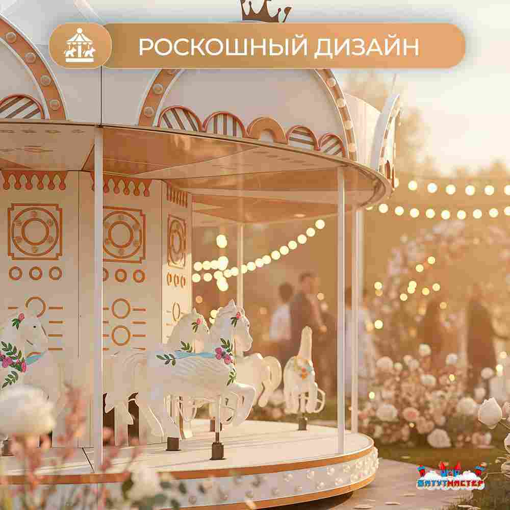 Электрическая свадебная карусель «Шарм» с LED-подсветкой, 16 мест