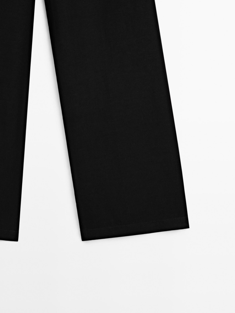 Massimo Dutti Брюки из смесового льна с эластичным поясом, черный