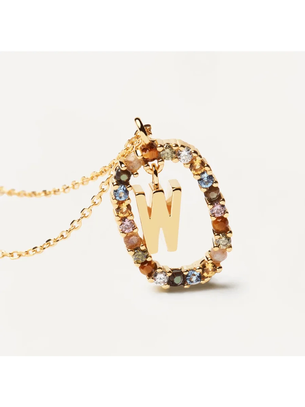Колье Буква W серебро 925 пробы покрытое золотом