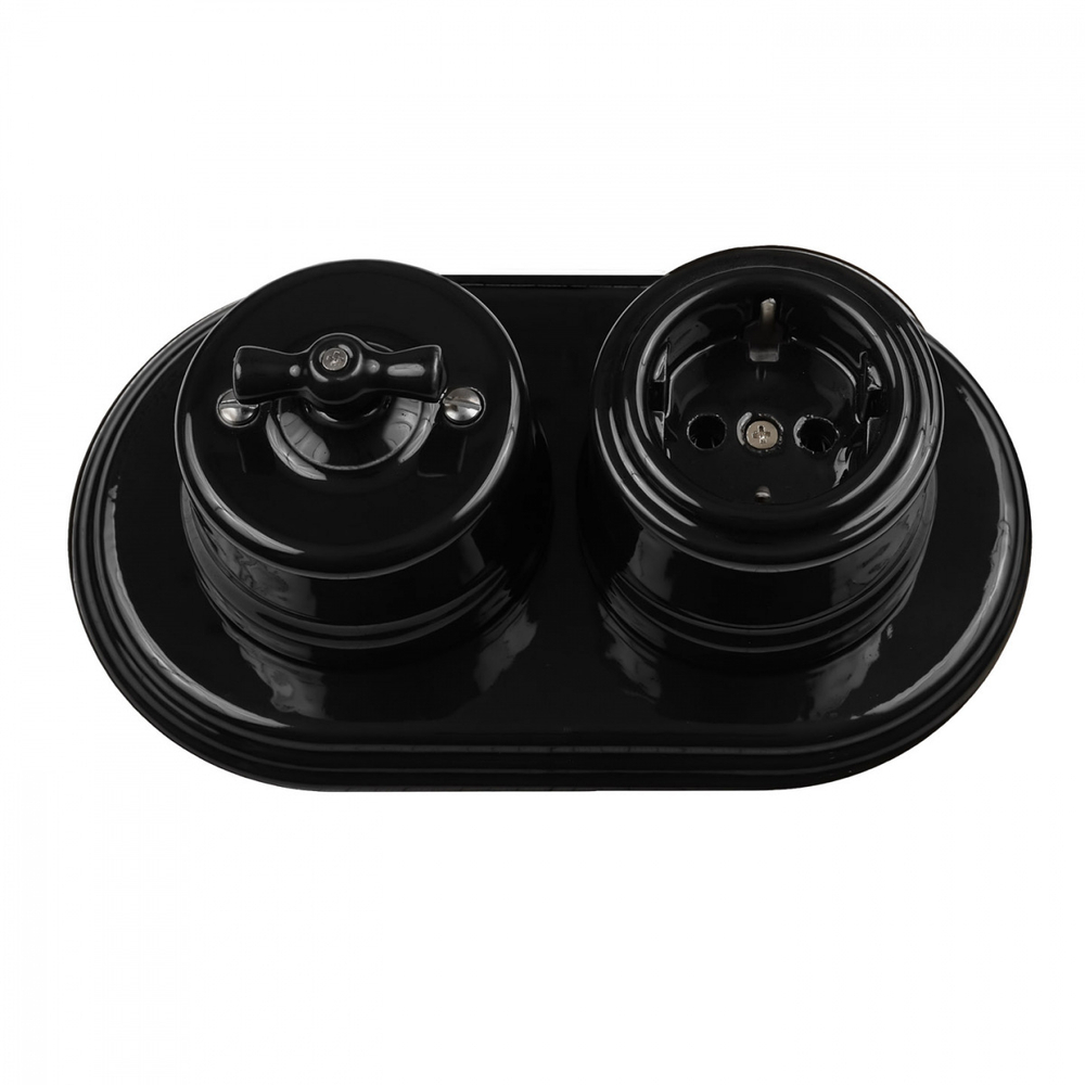 Рамка 2-х постовая, керамика, цвет черный BF2-620-03