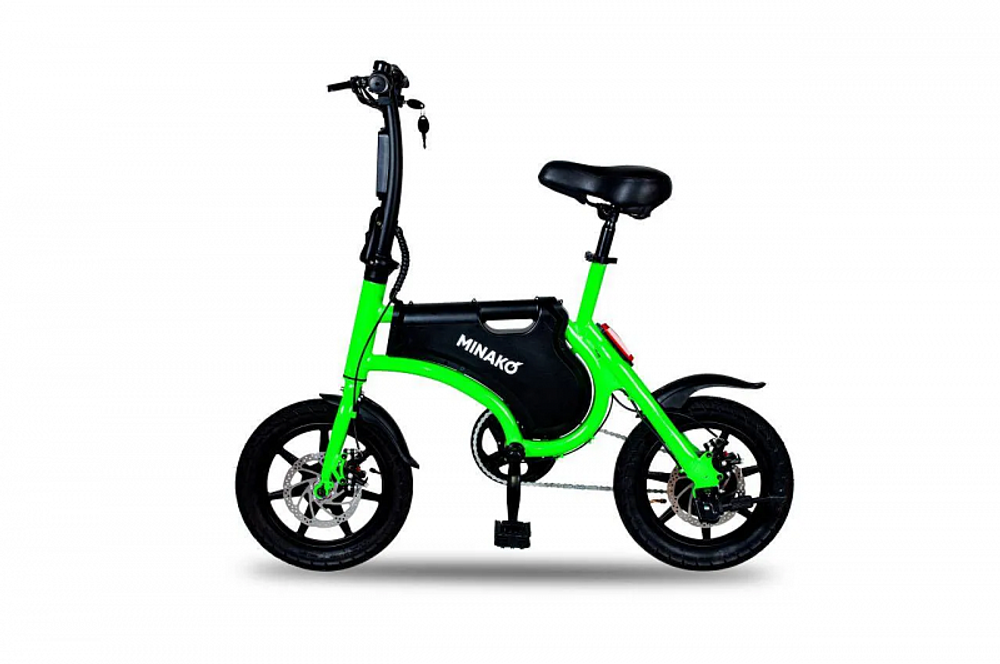 Электровелосипед Minako Smart 8AH (черный / зеленый / серый)