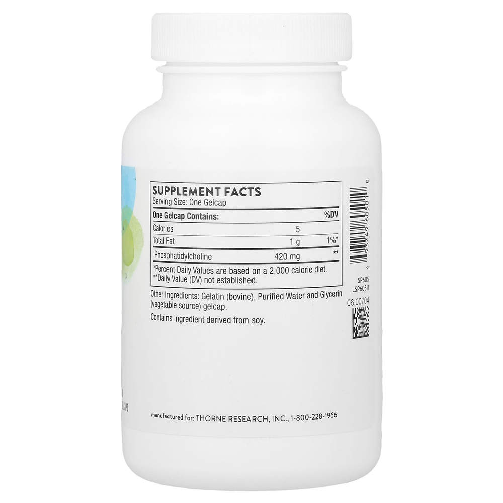 Thorne, фосфатидилхолин, 60 желатиновых капсул