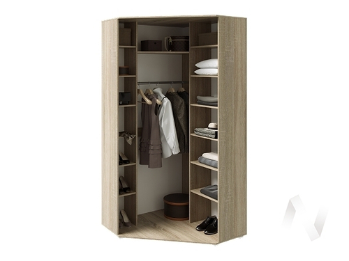 Шкаф угловой универсальный Спальня Ким (сонома/белый глянец холодный)