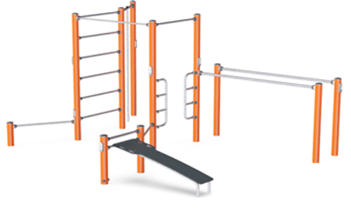 Многоуровневый турник с лестницей и скамьей (ВТ0204)