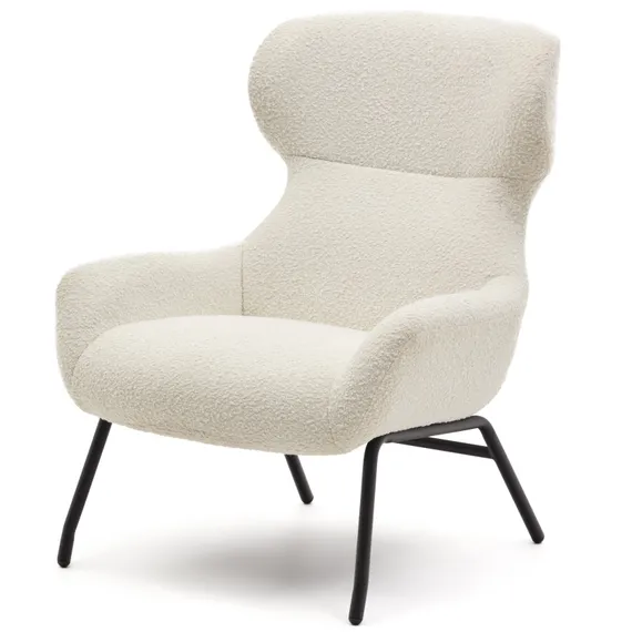 Кресло Belina, белое букле, черные ножки