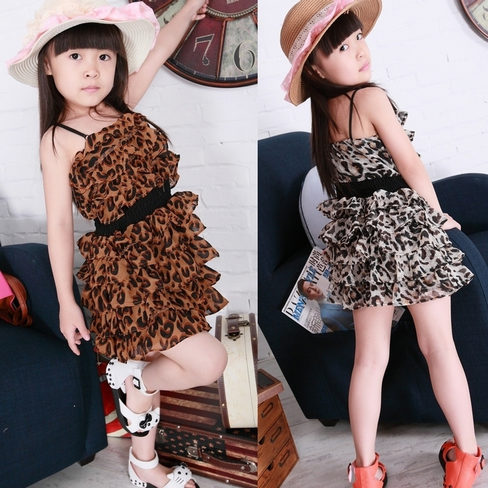 Сарафан детский с воланами и анималистическим принтом