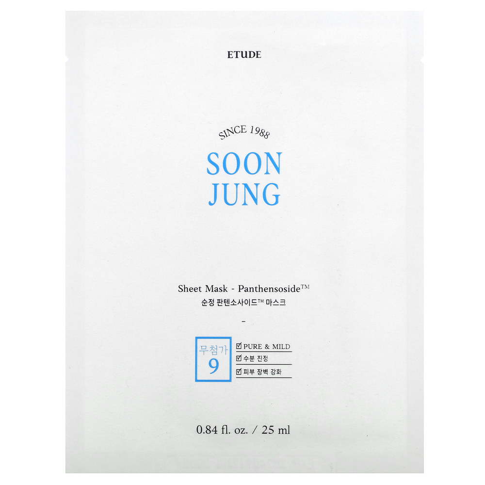 Etude, Soon Jung, Beauty Sheet Mask, пантенсозид, 1 тканевая маска, 25 мл (0,84 жидк. Унции)
