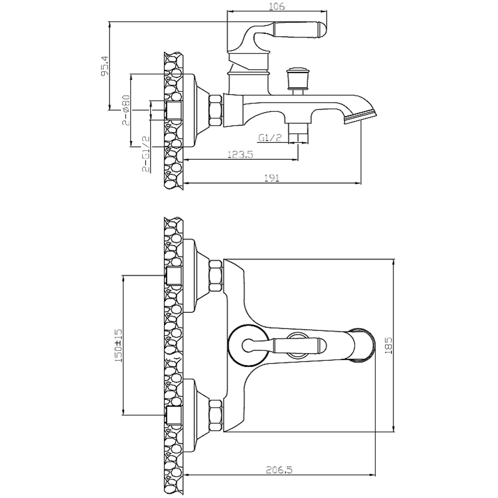 СМЕСИТЕЛЬ ДЛЯ ВАННЫ ESKO PRAGUE PG54