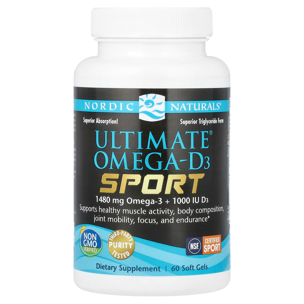 Nordic Naturals, Ultimate Omega®-D3, Sport, 60 капсул